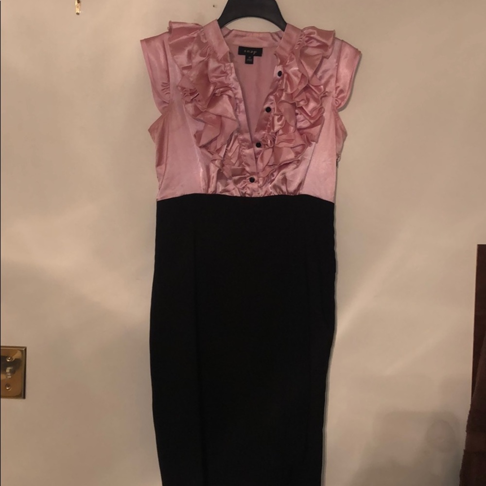 Pink and black work skirt suit